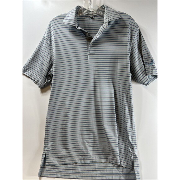 Peter Millar Summer Comfort Polo Shirt Mens Small Grey Blue purple Striped - Picture 1 of 4